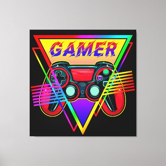 Retro farbenfrohe Rainbow Gamer Computerspiel Leinwanddruck (Vorderseite)