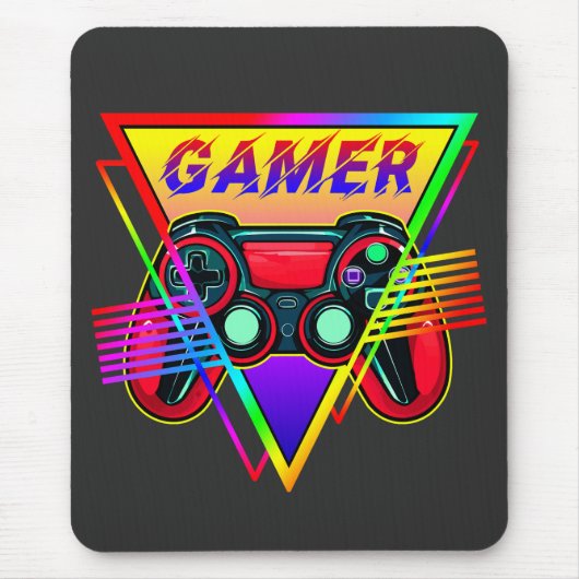 Retro farbenfrohe Rainbow Gamer Computerspiel Mousepad (Vorne)