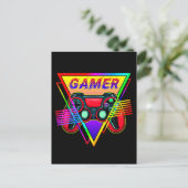 Retro farbenfrohe Rainbow Gamer Computerspiel Postkarte (Stehend Vorderseite)