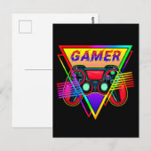 Retro farbenfrohe Rainbow Gamer Computerspiel Postkarte (Vorne/Hinten)