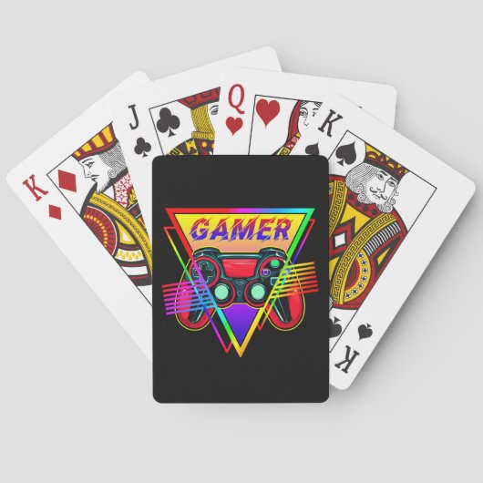 Retro farbenfrohe Rainbow Gamer Computerspiel Spielkarten (Rückseite)