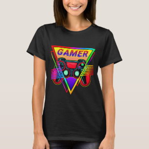 Retro farbenfrohe Rainbow Gamer Computerspiel T-Shirt