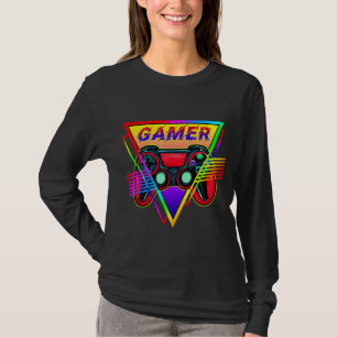 Retro farbenfrohe Rainbow Gamer Computerspiel T-Shirt