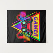 Retro farbenfrohe Rainbow Gamer Computerspiel Wandteppich (Vorderseite (Horizontal))