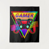 Retro farbenfrohe Rainbow Gamer Computerspiel Wandteppich (Vorderseite)