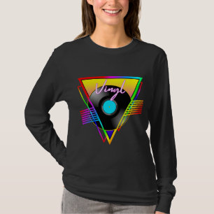 Retro farbenfrohe Regenbogen Vinyl Music Record T-Shirt