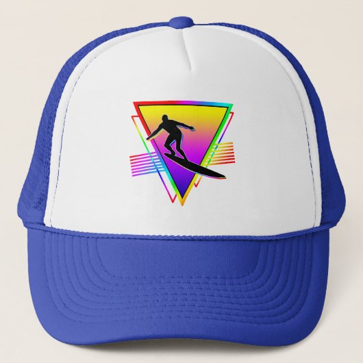 Retro farbenfrohe Regenbogensurfer Truckerkappe (Vorderseite)