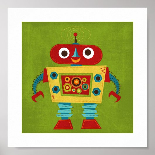 Retro farbenfrohe Robot Poster Print (Vorne)