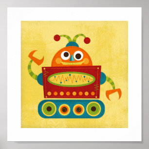 Retro farbenfrohe Robot Poster Print