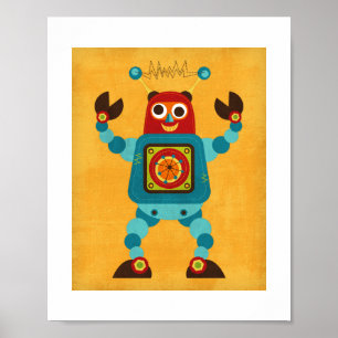 Retro farbenfrohe Robot Poster Print