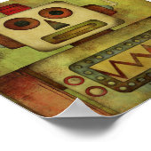 Retro farbenfrohe Robot Poster Print (Ecke)