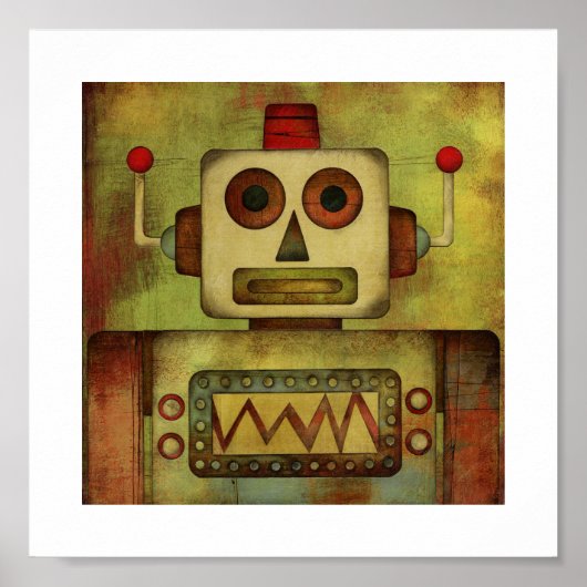 Retro farbenfrohe Robot Poster Print (Vorne)
