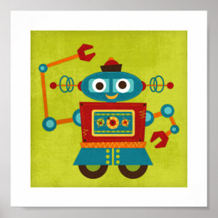 Retro farbenfrohe Robot Poster Print