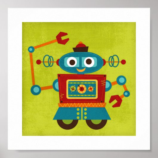 Retro farbenfrohe Robot Poster Print (Vorne)