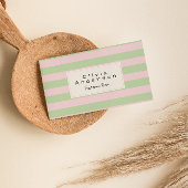Retro farbenfrohe rosa grüne Streifen Pastel Boho  Visitenkarte