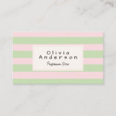 Retro farbenfrohe rosa grüne Streifen Pastel Boho  Visitenkarte (Vorderseite)