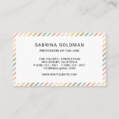 Retro farbenfrohe rosa grüne Streifen Pastellfarbe Visitenkarte (Rückseite)