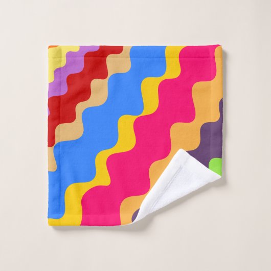 Retro farbenfrohe schiefer Muster Badhandtuch Set (Waschlappen)