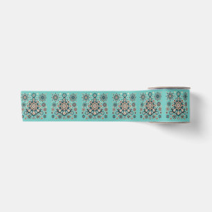 Retro farbenfrohe Schneeflocke Wintermuster Satinband