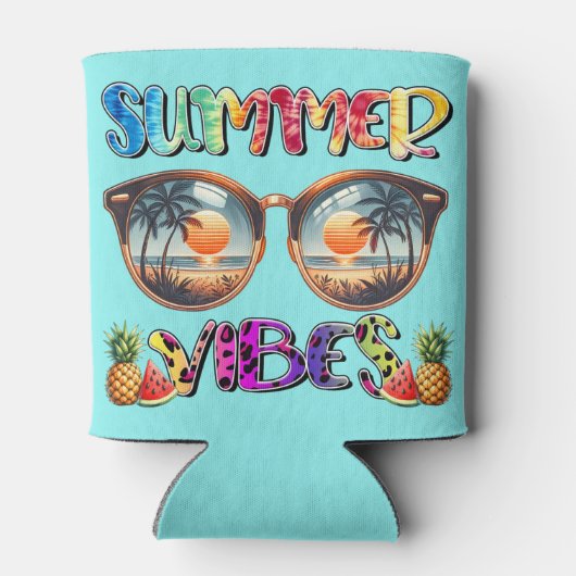 Retro farbenfrohe Sommervibes Dosenkühler (Rückseite)