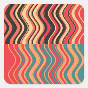 Retro Farbenfrohe Streifen Decorative Kunst Quadratischer Aufkleber