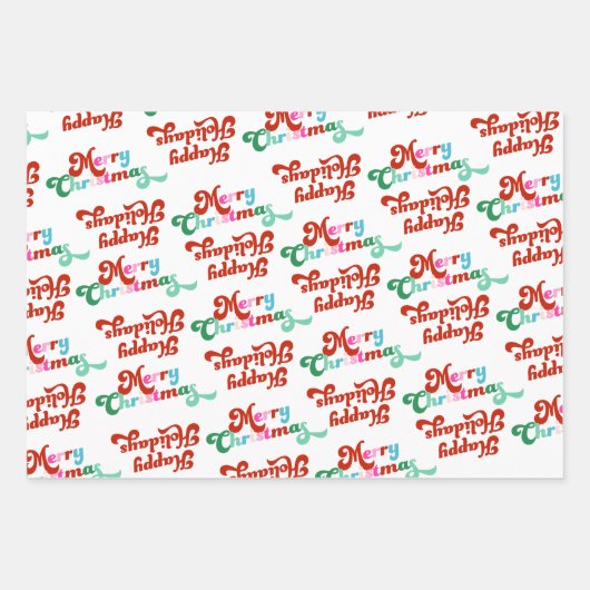 Retro farbenfrohe Streifen, Muster & Schriftart We Geschenkpapier Set (Vorderseite 3)