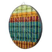 Retro farbenfrohe Streifen Weidenkunst Grafikdesig Dartscheibe (Vorderseite rechts)
