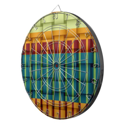Retro farbenfrohe Streifen Weidenkunst Grafikdesig Dartscheibe (Vorderseite rechts)