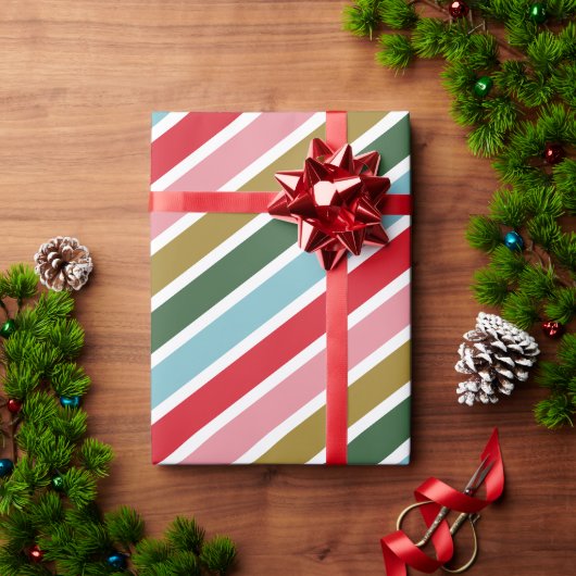 Retro farbenfrohe Strip Weihnachtsfeiertage Geschenkpapier (Feiertagsgeschenk)