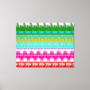 Retro farbenfrohe Tiere Moderne Streifen Muster #1 Leinwanddruck