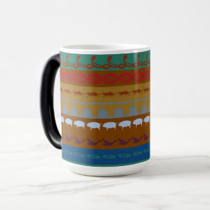 Retro farbenfrohe Tiere Moderne Streifen Muster #1 Verwandlungstasse
