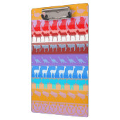 Retro farbenfrohe Tiere Moderne Streifen Muster #2 Klemmbrett (Links)