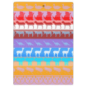 Retro farbenfrohe Tiere Moderne Streifen Muster #2 Klemmbrett (Rückseite)