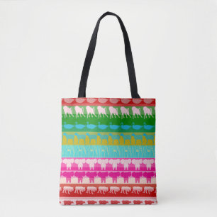 Retro farbenfrohe Tiere Moderne Streifen Muster #4 Tasche