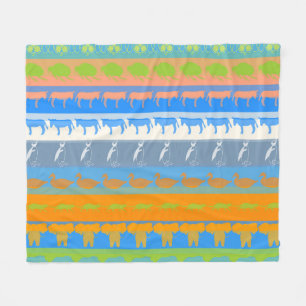 Retro farbenfrohe Tiere Modernes Streifenmuster #5 Fleecedecke