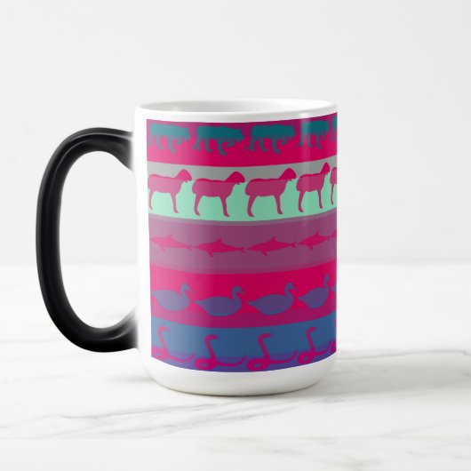 Retro farbenfrohe Tiere Modernes Streifenmuster #9 Verwandlungstasse (Links)