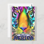 Retro farbenfrohe Tiger Reisen Afrika Postkarte (Vorne/Hinten)