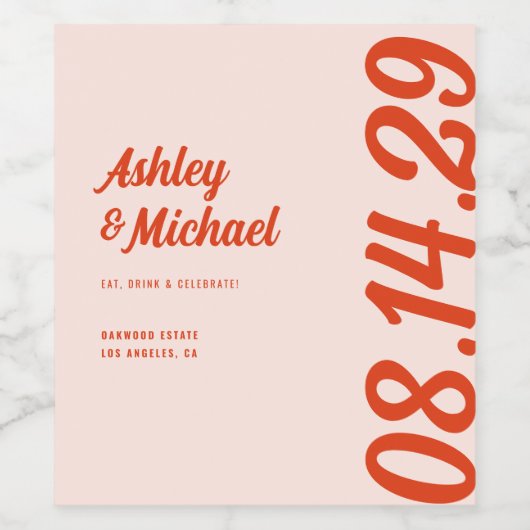 Retro farbenfrohe und kühne Hochzeit Weinetikett (Einzelnes Label)