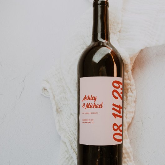 Retro farbenfrohe und kühne Hochzeit Weinetikett