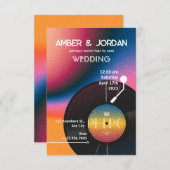 Retro farbenfrohe Vinyl Hochzeit Einladung (Vorne/Hinten)