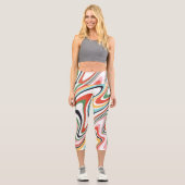 Retro farbenfrohe Wavy Lines Modernes Design Capri Leggings (Vorderseite)
