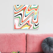 Retro farbenfrohe Wavy Lines Modernes Design Leinwanddruck (Insitu (Wohnzimmer))