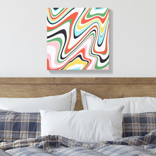 Retro farbenfrohe Wavy Lines Modernes Design Leinwanddruck (Insitu (Schlafzimmer))