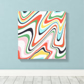 Retro farbenfrohe Wavy Lines Modernes Design Leinwanddruck (Insitu (Holzboden))