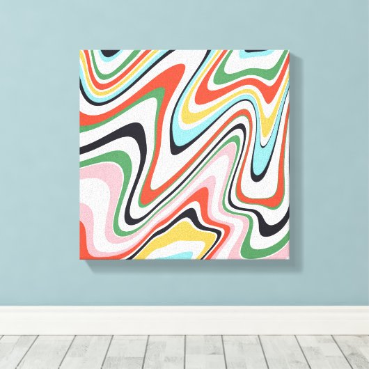 Retro farbenfrohe Wavy Lines Modernes Design Leinwanddruck (Insitu (Holzboden))