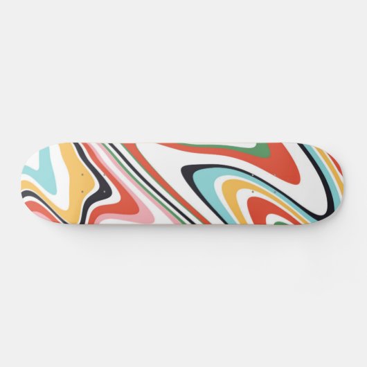 Retro farbenfrohe Wavy Lines Modernes Design Skateboard (Horizontal)
