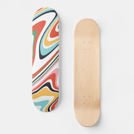 Retro farbenfrohe Wavy Lines Modernes Design Skateboard (Vorderseite)