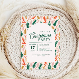 Retro farbenfrohe Weihnachtsbaum-Party Einladung