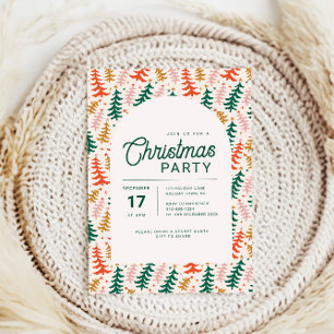 Retro farbenfrohe Weihnachtsbaum-Party Einladung