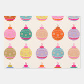 Retro farbenfrohe Weihnachtsbaumchen Geschenkpapier Set (Vorderseite 3)